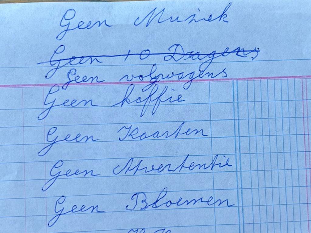 Briefje van de moeder van Harm